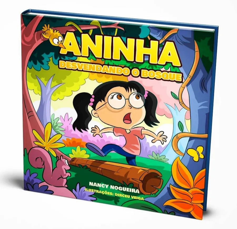 Capa do livro infantil Aninha Desvendando o Bosque.